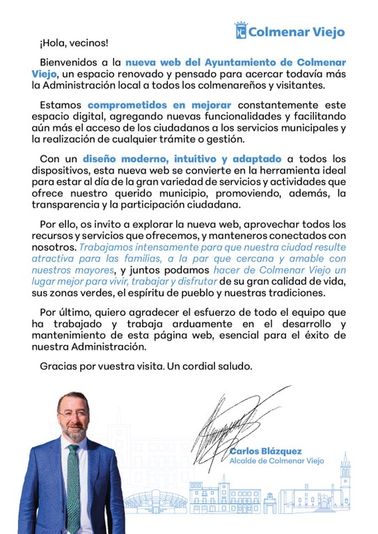 Nueva web (Carta del Alcalde)