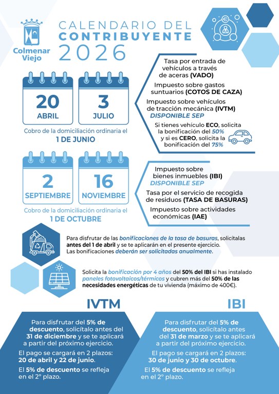 Ampliar 'El Calendario del Contribuyente 2026 de Colmenar Viejo ya está disponible'