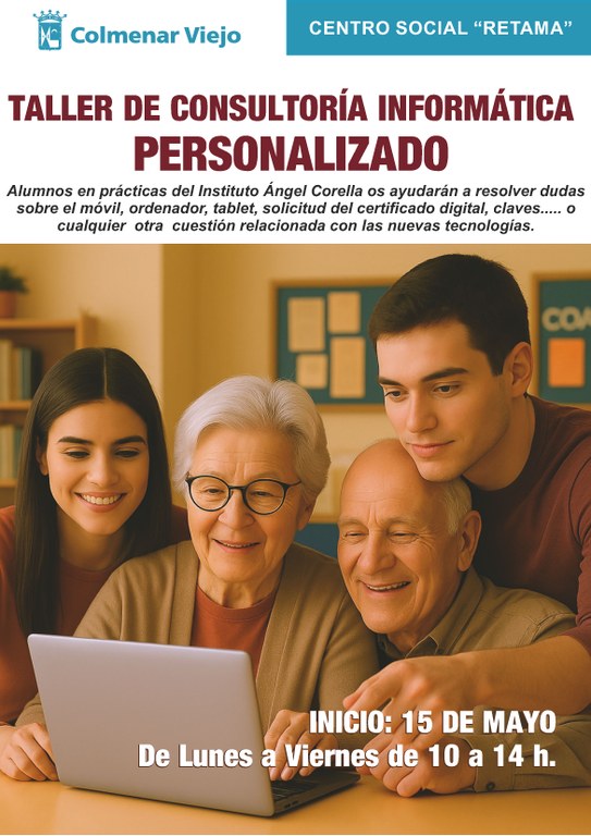Ampliar 'El Centro de Mayores ‘Retama’ impartirá talleres de consultoría informática personalizados'