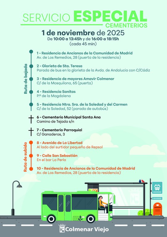 Ampliar 'Servicio especial de autobuses gratuitos para ir a los cementerios por el Día de Todos los Santos'