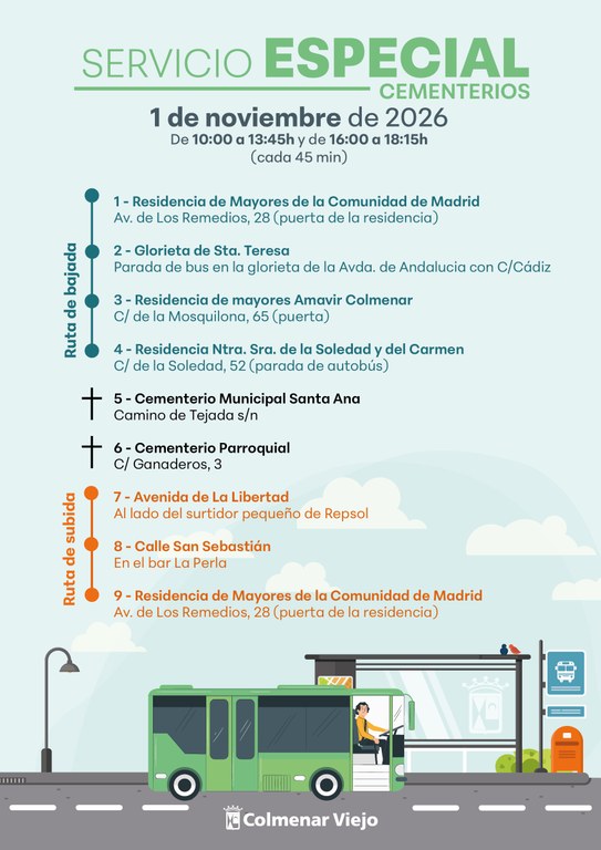 Ampliar 'Servicio especial de autobuses gratuitos para ir a los cementerios por el Día de Todos los Santos'