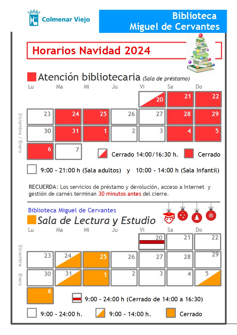 Horario Navidad 2024 A4H Cervantes